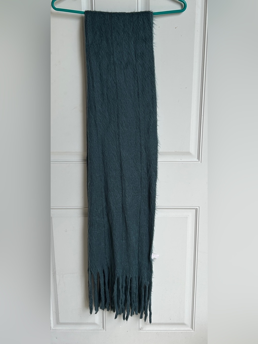 LC Lauren Conrad Teal Fringed Fuzzy Scarf Super Soft